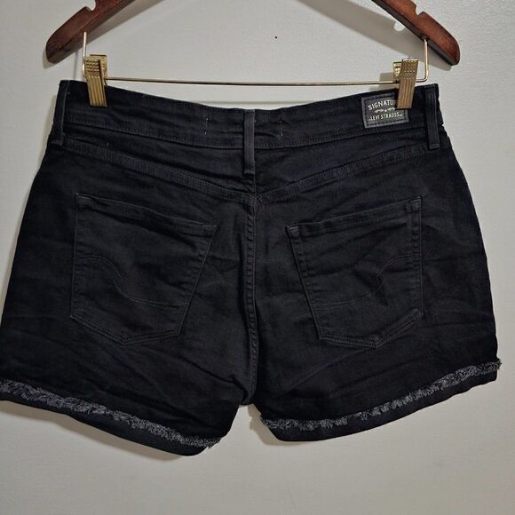 EUC LEVI'S STRAUSS SIGNATURE JET BLACK RAW HEM HIGH RISE SHORTS SIZE 12/31 - Picture 2 of 12
